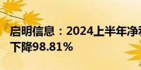 启明信息：2024上半年净利润53.2万元 同比下降98.81%