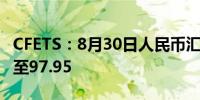 CFETS：8月30日人民币汇率指数按周涨0.06至97.95