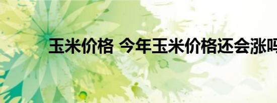 玉米价格 今年玉米价格还会涨吗