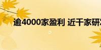 逾4000家盈利 近千家研发强度超10%