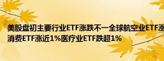 美股盘初主要行业ETF涨跌不一全球航空业ETF涨超2%可选消费ETF涨近1%医疗业ETF跌超1%