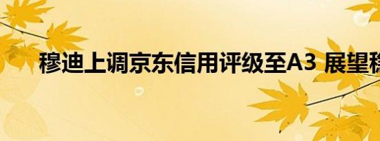 穆迪上调京东信用评级至A3 展望稳定