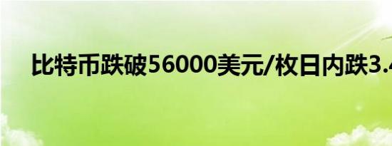 比特币跌破56000美元/枚日内跌3.43%