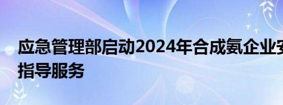 应急管理部启动2024年合成氨企业安全专家指导服务