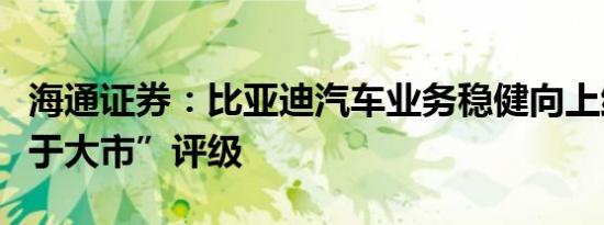 海通证券：比亚迪汽车业务稳健向上维持“优于大市”评级