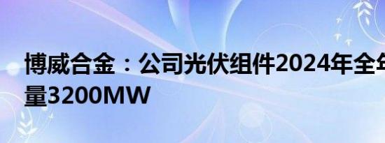 博威合金：公司光伏组件2024年全年目标销量3200MW