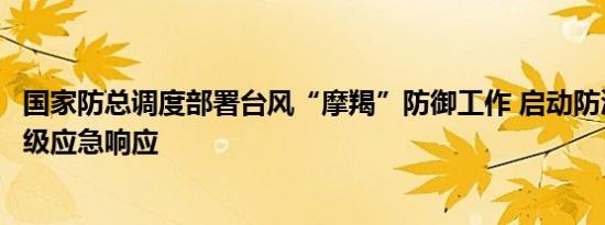 国家防总调度部署台风“摩羯”防御工作 启动防汛防台风二级应急响应
