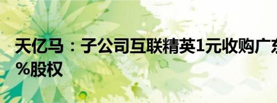 天亿马：子公司互联精英1元收购广东翼启51%股权