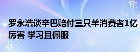 罗永浩谈辛巴赔付三只羊消费者1亿：这招太厉害 学习且佩服