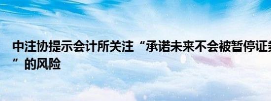 中注协提示会计所关注“承诺未来不会被暂停证券业务资格”的风险