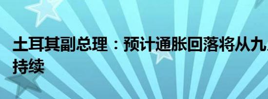 土耳其副总理：预计通胀回落将从九月份开始持续