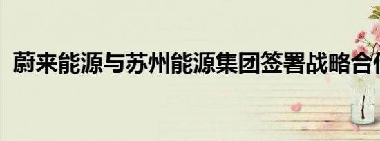 蔚来能源与苏州能源集团签署战略合作协议