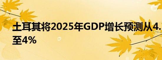 土耳其将2025年GDP增长预测从4.5%下调至4%