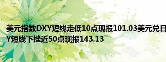 美元指数DXY短线走低10点现报101.03美元兑日元USD/JPY短线下挫近50点现报143.13
