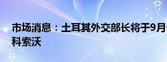 市场消息：土耳其外交部长将于9月6日访问科索沃
