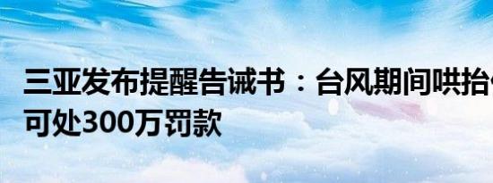 三亚发布提醒告诫书：台风期间哄抬价格最高可处300万罚款