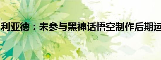 利亚德：未参与黑神话悟空制作后期运营分成