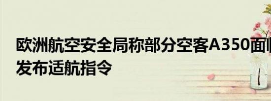 欧洲航空安全局称部分空客A350面临检查将发布适航指令