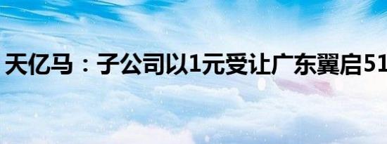 天亿马：子公司以1元受让广东翼启51%股权