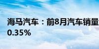 海马汽车：前8月汽车销量7218台同比下降60.35%