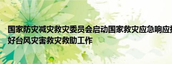 国家防灾减灾救灾委员会启动国家救灾应急响应指导海南做好台风灾害救灾救助工作