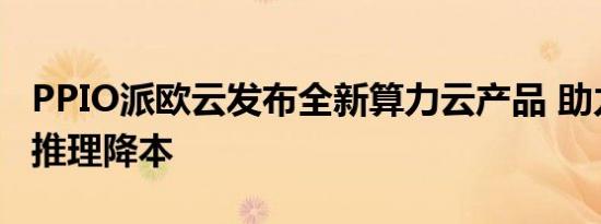 PPIO派欧云发布全新算力云产品 助力大模型推理降本
