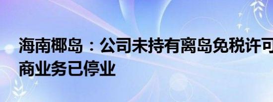 海南椰岛：公司未持有离岛免税许可 跨境电商业务已停业