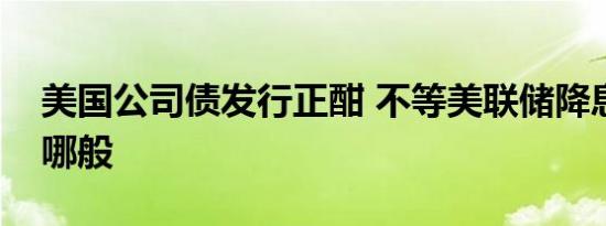 美国公司债发行正酣 不等美联储降息究竟为哪般