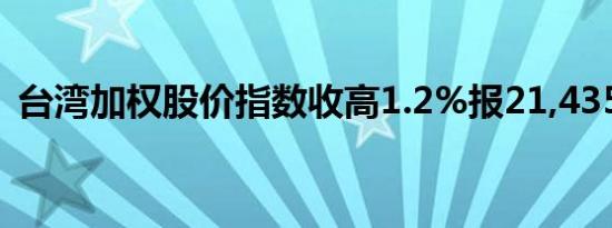 台湾加权股价指数收高1.2%报21,435.19点