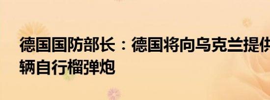 德国国防部长：德国将向乌克兰提供额外12辆自行榴弹炮