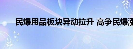 民爆用品板块异动拉升 高争民爆涨停