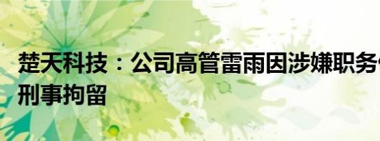 楚天科技：公司高管雷雨因涉嫌职务侵占罪被刑事拘留