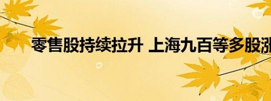 零售股持续拉升 上海九百等多股涨停