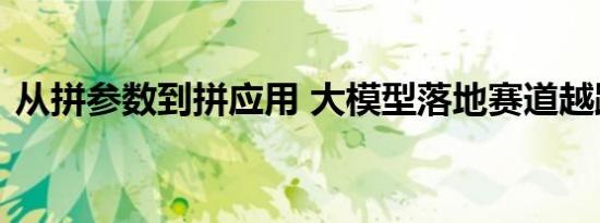 从拼参数到拼应用 大模型落地赛道越跑越宽