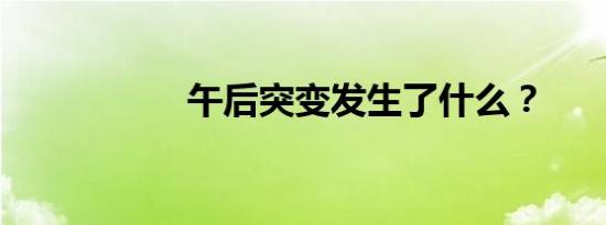 午后突变发生了什么？