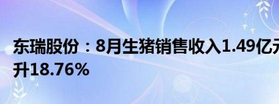 东瑞股份：8月生猪销售收入1.49亿元 环比上升18.76%