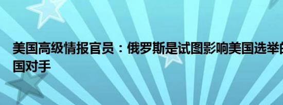 美国高级情报官员：俄罗斯是试图影响美国选举的最活跃外国对手