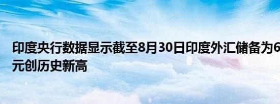 印度央行数据显示截至8月30日印度外汇储备为6839.9亿美元创历史新高