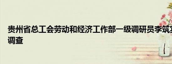 贵州省总工会劳动和经济工作部一级调研员李筑宾接受审查调查