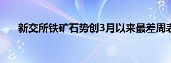 新交所铁矿石势创3月以来最差周表现