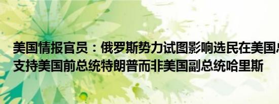 美国情报官员：俄罗斯势力试图影响选民在美国总统竞选中支持美国前总统特朗普而非美国副总统哈里斯