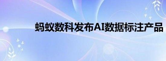 蚂蚁数科发布AI数据标注产品