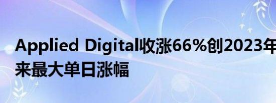 Applied Digital收涨66%创2023年5月份以来最大单日涨幅