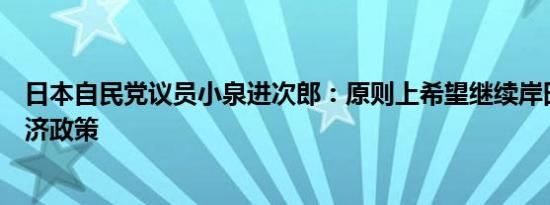 日本自民党议员小泉进次郎：原则上希望继续岸田文雄的经济政策