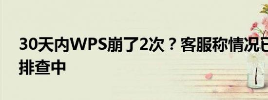 30天内WPS崩了2次？客服称情况已在紧急排查中