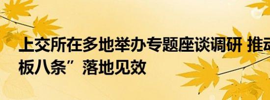 上交所在多地举办专题座谈调研 推动“科创板八条”落地见效