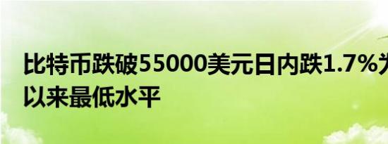 比特币跌破55000美元日内跌1.7%为8月8日以来最低水平