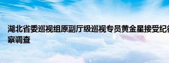 湖北省委巡视组原副厅级巡视专员黄金星接受纪律审查和监察调查