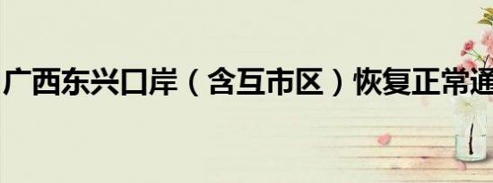 广西东兴口岸（含互市区）恢复正常通关作业