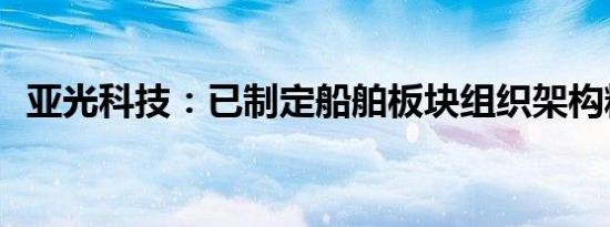 亚光科技：已制定船舶板块组织架构精简计划 